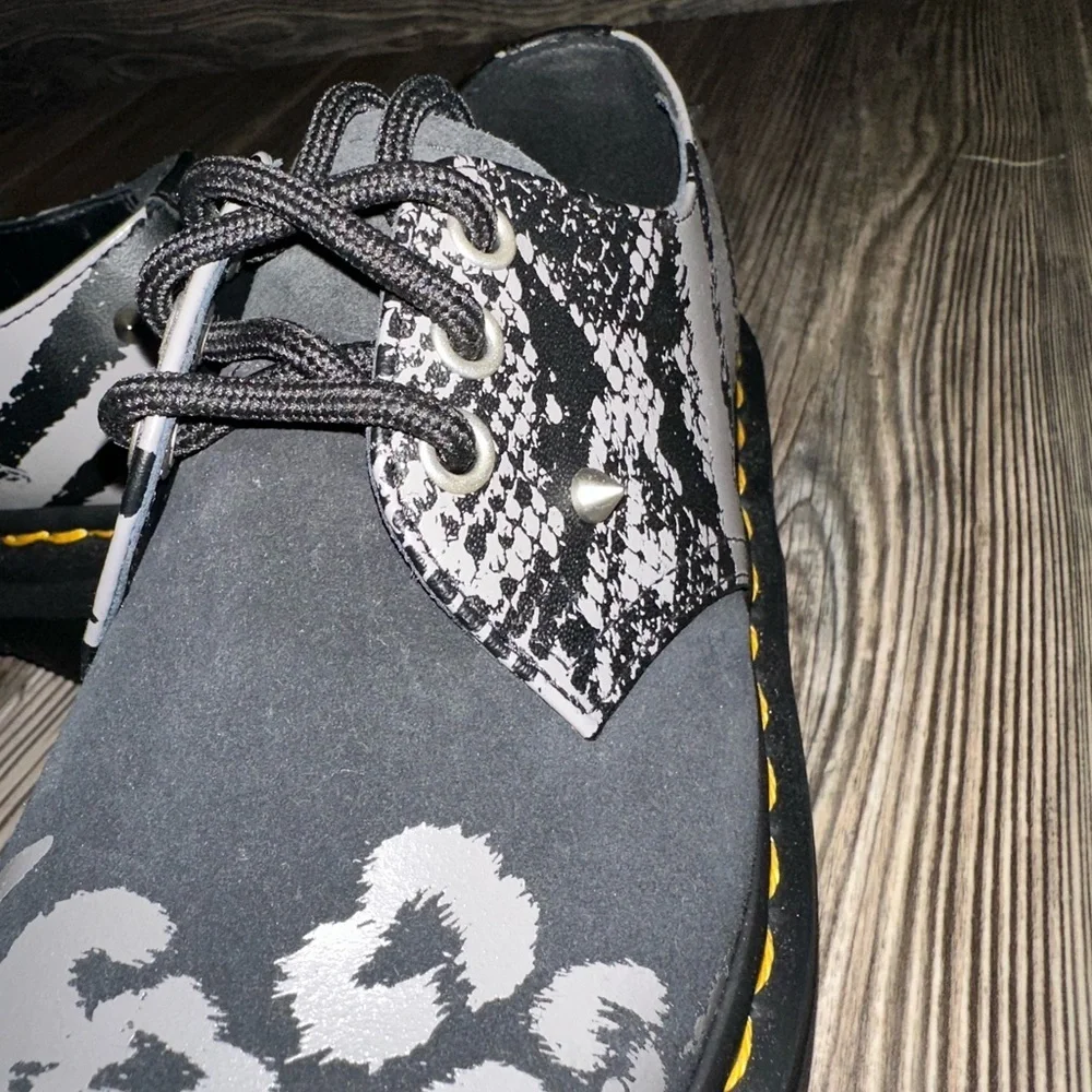 Dr. Martens 1461 Quad Animal Clash Leather & Suede Studded Platform Shoes US 6